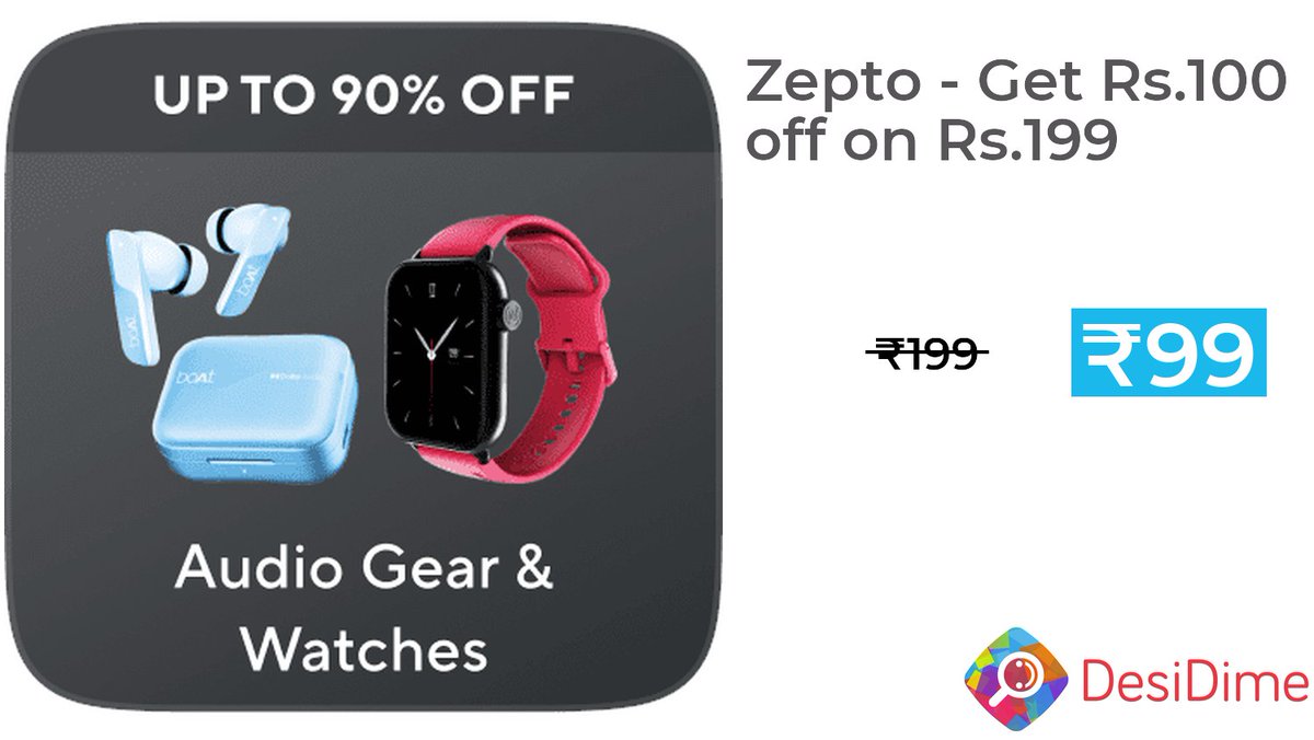 desi_dime's tweet photo. 🚀 Zepto Flash Deal
Coupon code - ENJOY100
✅ Rs.100 OFF on orders of Rs.199+
✅ Final Price: Just Rs.99 (50% OFF!)
#grocerygang #GrocerryStore #zepto #ZEPTO002 https://t.co/zqUXYLEenx