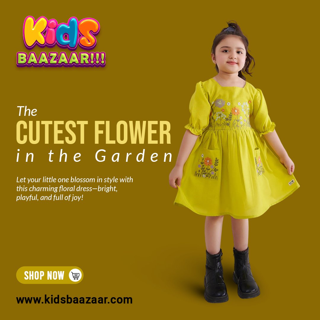 💐 Bright, playful, and oh-so-adorable!
Your little one will steal every heart in this floral dress 💛✨

#kidsbazaar #floraldress #kidsweartrend #charmingdress #kidsstyleinspo #cuteandcolorful #fashionforlittleones #dressuptime #kidslookbook #colorfulkidswear #cuttack