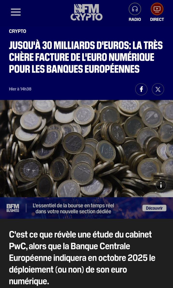 gabriel_draghi's tweet image. Derrière l'étude de #PwC révélant le coût exorbitant de l'#EuroNumérique, il y a une réelle levée de boucliers de la part de certaines grandes banques européennes qui ne veulent pas (en l'état) du projet de #EuroDigital
Christine #Lagarde va t'elle échouer ?
💶👁 🔥
#CBDC