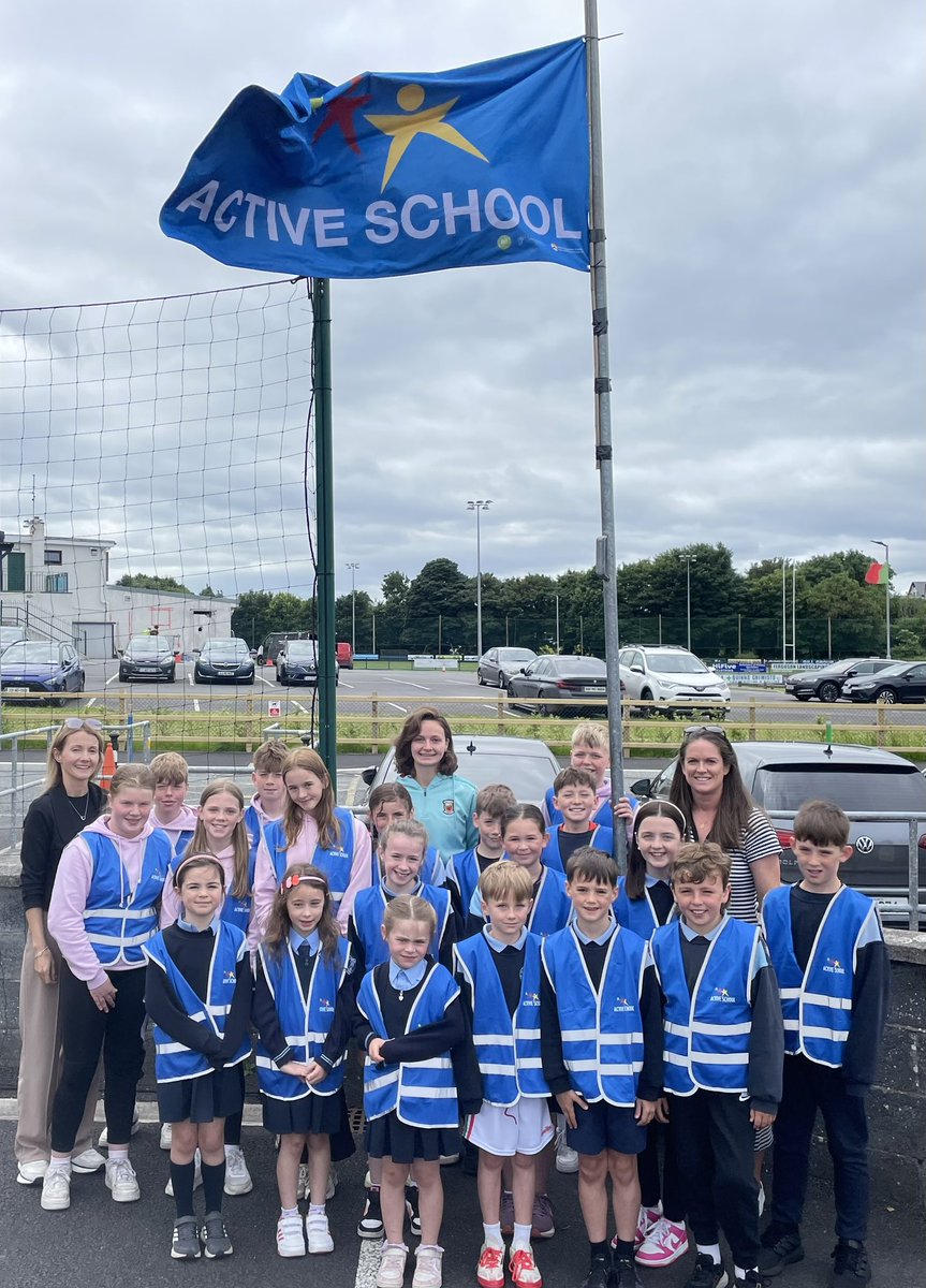 Our <a href="/ActiveFlag/">Active School Flag</a> is flying at the front of the school. Our was raised today by former pupil and <a href="/MayoGAA/">Mayo GAA</a> player Ciara White. Ciara had fond memories of her time in the school and encouraged all to stay active. Our hard working school committee summarised our work