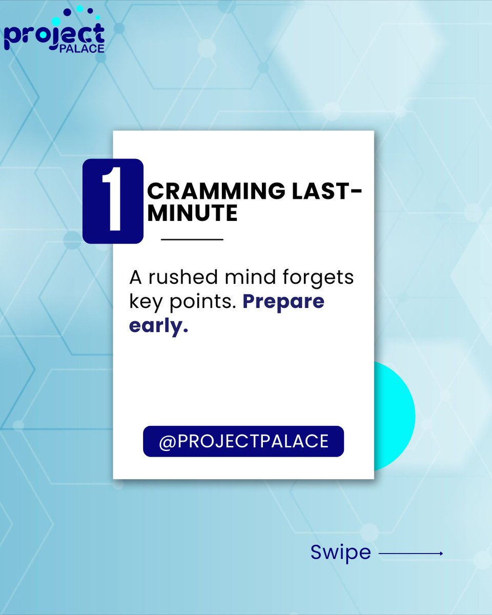 ProjectPalacePP's tweet image. Your defense isn’t just about your research — it’s about how you present it. Avoid these slip-ups:

#MondayMotivation #DefenseTips #ProjectPalace #AcademicSuccess #ResearchSupport #WhereProjectsFindLife