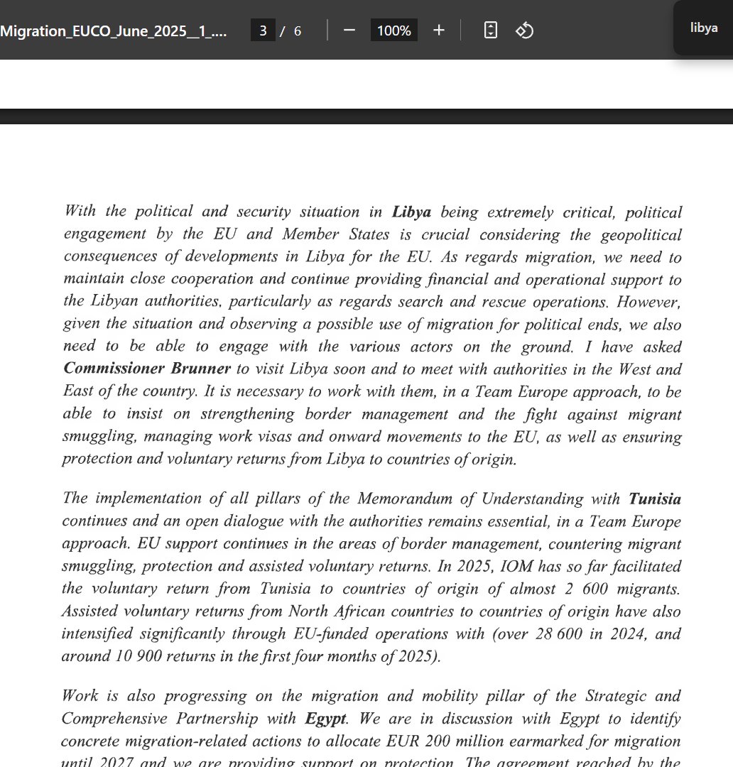 Isteria migranti: il rilancio. 

L'odierna lettera VdL 🇪🇺 sulle migrazioni suona come ennesimo dileggio alle umane cose, prima ancora che a leggi e convenzioni ONU faticose secolari conquiste di civilità. La Comissaria si guarda bene dal non farne nuovi di errori cavalcando