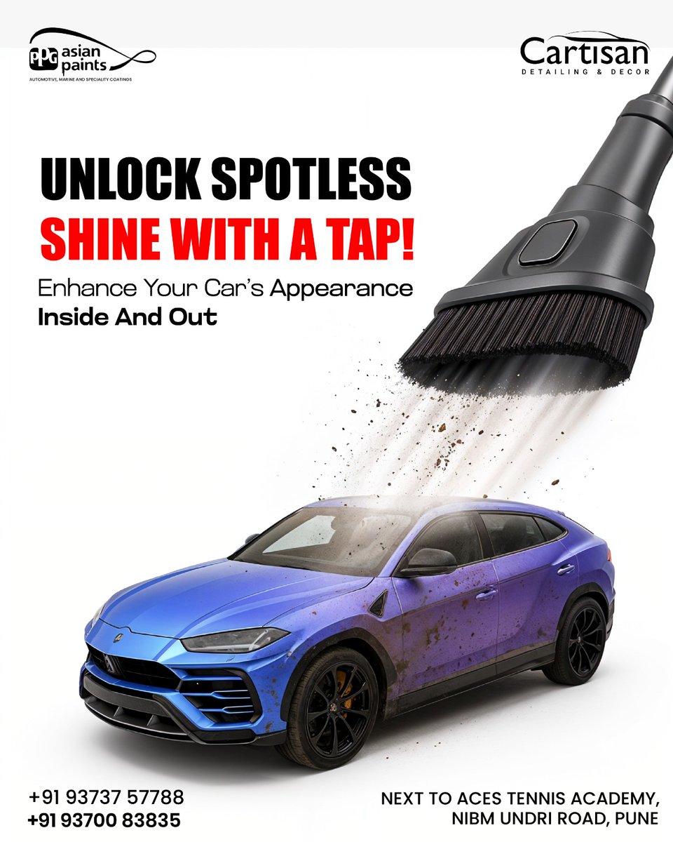 cartisannibm1's tweet image. Let your car turn heads again with Cartisan’s expert car detailing — inside and out. From dirt to dazzle, we bring the showroom shine straight to your driveway!

📞 Call now: +91 93737 57788 | +91 93700 83835

#CarDetailingPune #LuxuryCarCare #AutoSpa #InteriorExteriorDetailing