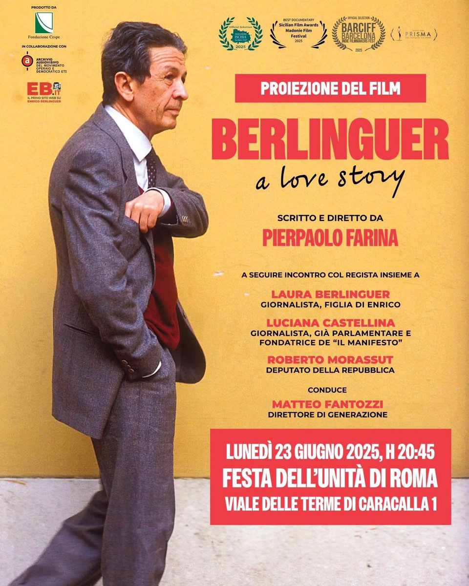 Vi aspettiamo a #Roma stasera per la proiezione gratuita di #BerlinguerALoveStory