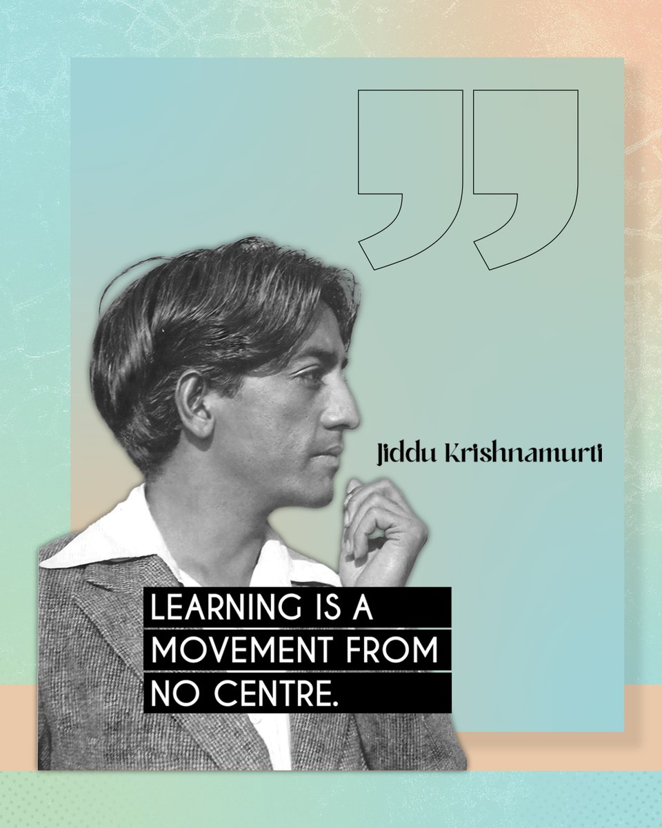Ulrichbrugger's tweet photo. As Krishnamurti says, real learning happens when we stop clinging to who we think we are.

#education #booklovers #krishnamurti  #krishnamurtischools  #learning #mindfulwisdom
#krishnamurtiquote #NBAFinals2025 https://t.co/FNmWZSQ50k