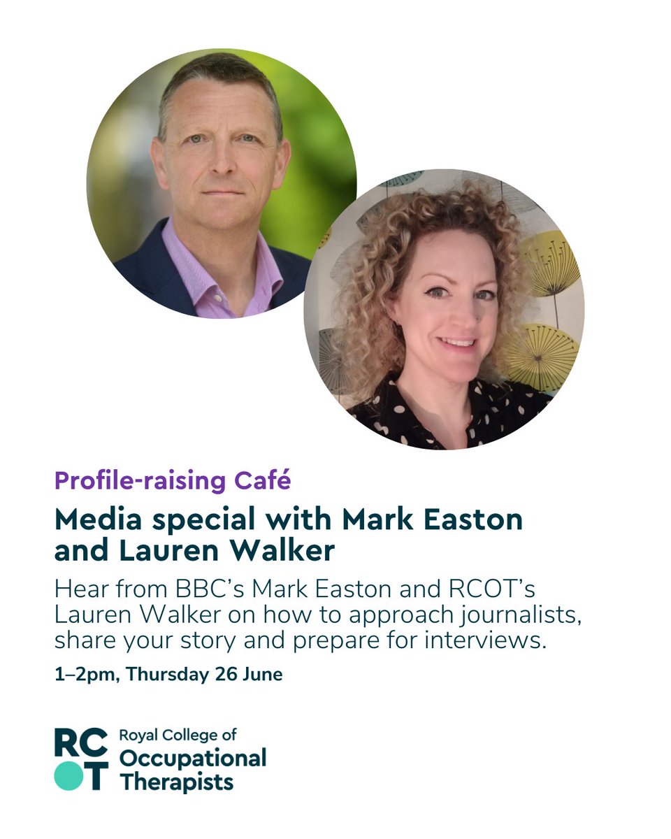 theRCOT's tweet image. Want to feel more confident working with the media? Join us this Thursday to hear from @BBCMarkEaston and Professional Advisor Lauren Walker on sharing your story and raising the profession&apos;s profile.

📅 1–2pm, Thursday 26 June
🎟️ Book now: loom.ly/J3E_R20