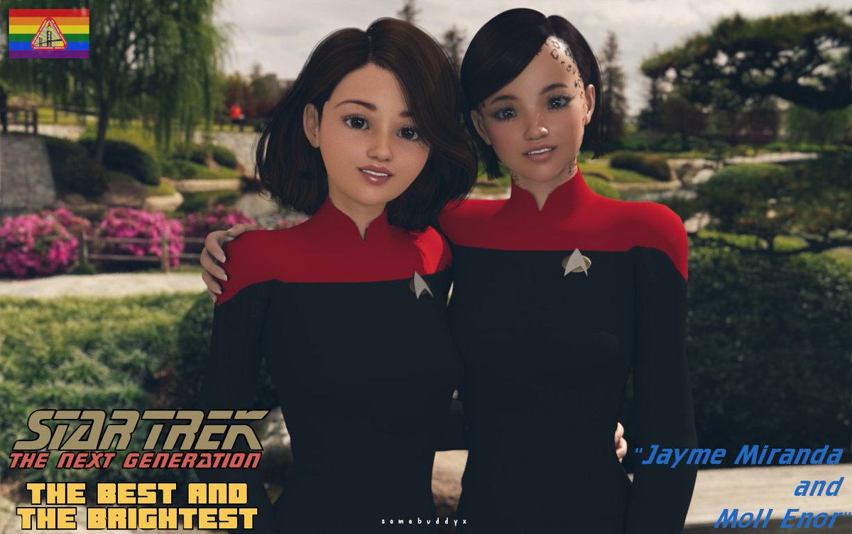 LukeMatic1's tweet photo. Happy Pride Month! This is my tribute to one of the first gay couples in Star Trek, Cadets Jayme Miranda and Moll Enor from the 1998 novel "The Best and the Brightest" by Susan Wright #PrideMonth2025 #StarTrekTNG #startrekthenextgeneration https://t.co/gDUF39W3ut