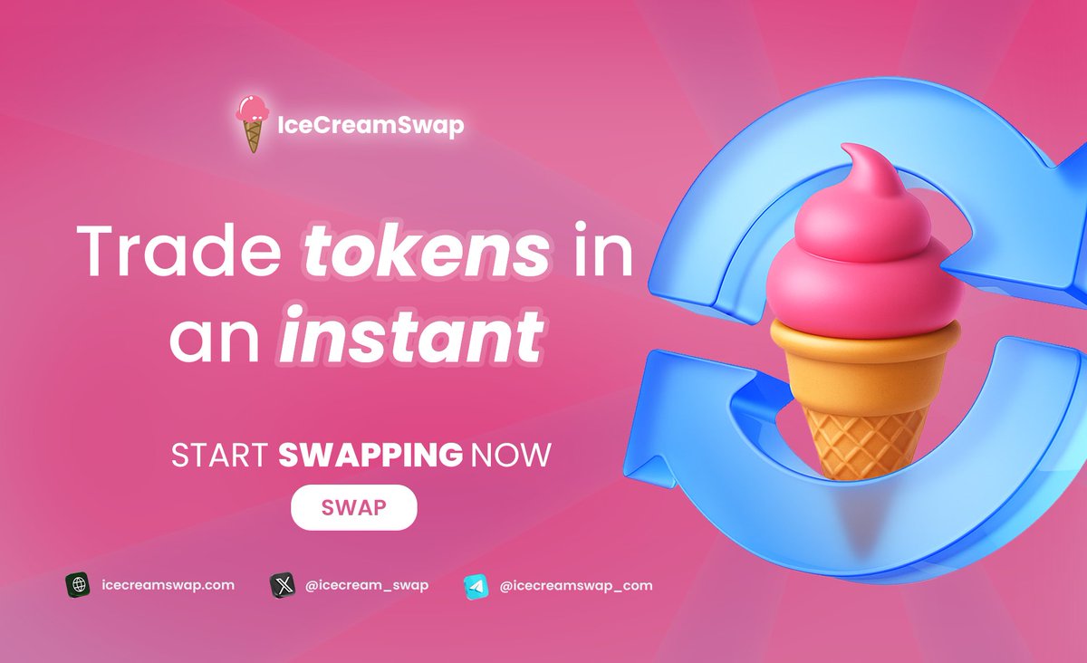 Swaps should be instant! 

With IceCreamSwap, you're just one swap away from getting better output on your trades.

Kickstart your week by swapping on IceCreamSwap today.  icecreamswap.com/swap