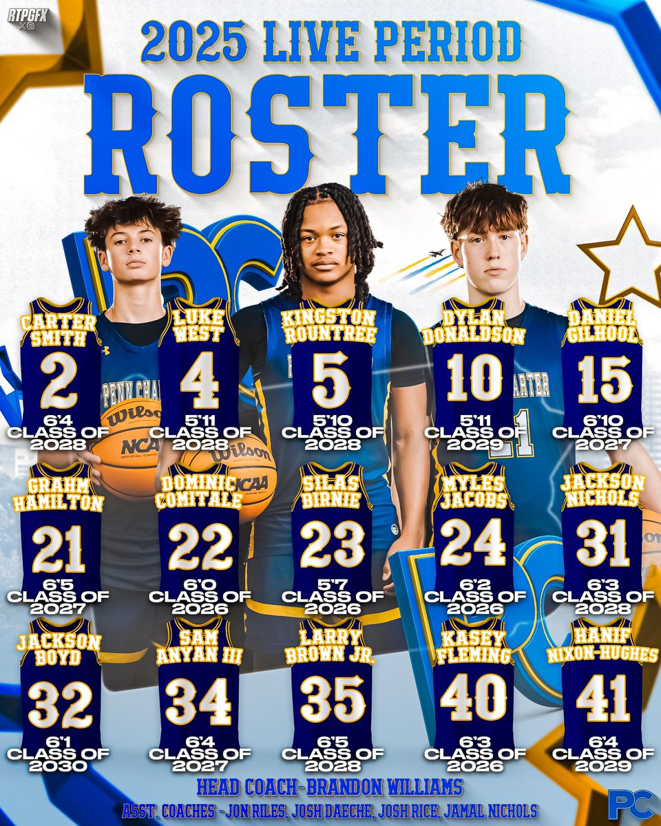 Penn Charter Boys Basketball (@pcquakersbball) on Twitter photo #CollegeCoaches We are back in Allentown this weekend at the <a href="/MidAtlanticISTC/">Mid-Atlantic Independent School Team Camp</a> schedule & roster below
Sat. 6/28
6:20pm vs. The Darrow School - FH 1
8:40pm vs. Jean-De-Brebouf - FH 1
Sun. 6/29
11:10am vs. The Perkiokmen School - FH 3
2:40pm vs. West Nottingham - FH 4
#C2Tππ #CollegeCoaches We are back in Allentown this weekend at the <a href="/MidAtlanticISTC/">Mid-Atlantic Independent School Team Camp</a> schedule & roster below
Sat. 6/28
6:20pm vs. The Darrow School - FH 1
8:40pm vs. Jean-De-Brebouf - FH 1
Sun. 6/29
11:10am vs. The Perkiokmen School - FH 3
2:40pm vs. West Nottingham - FH 4
#C2Tππ