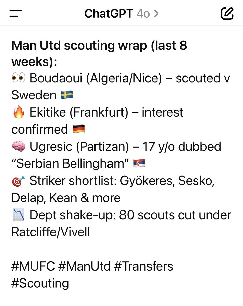Spurði Chattið hvar scoutarnir hafa verið síðustu 8 vikur hjá Tottenham,Manchester United, og Arsenal. Merkilegt.
