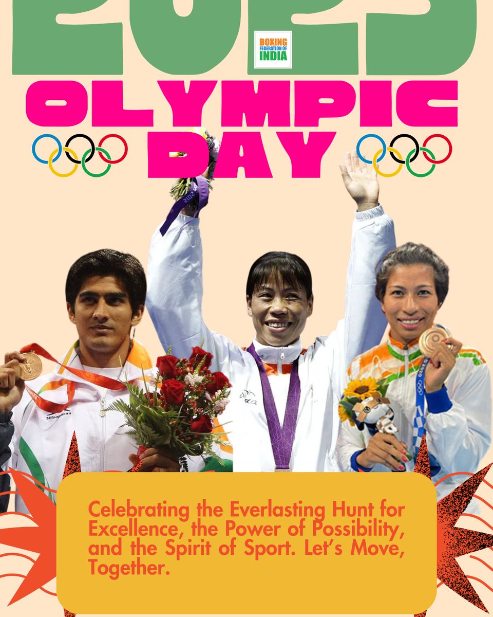 🥊 Let’s Move, Let’s Box!

This Olympic Day, we move with purpose, passion, and power, in every ring, across every corner of the world. 🇮🇳💥

#OlympicDay #BFI #PunchMeinHaiDum #LetsMove