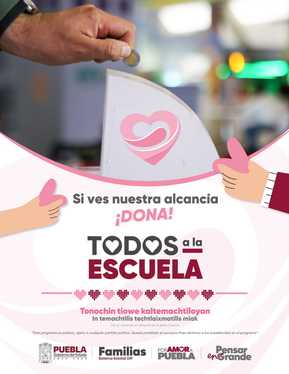 🏢 ¿Vas a nuestras oficinas?

Haz tu donativo en la alcancía de Todos a la Escuela y ayuda a frenar la deserción escolar.

Con el respaldo de #CeciArellano y el <a href="/Gob_Puebla/">Gobierno de Puebla</a>.

#PorAmorAPuebla 👩‍🏫 #PensarEnGrande ✨