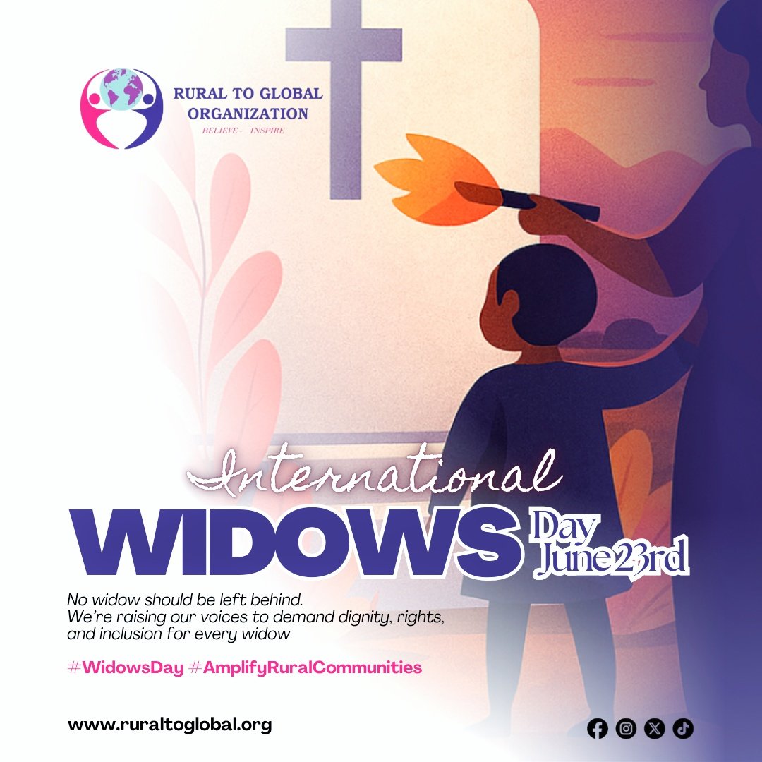 ruraltoglobal's tweet image. Widowhood shouldn’t silence a woman’s rights.
In rural communities, widows face deep-rooted injustice from land grabs to social exclusion.
Today, we rise to amplify their voices, demand protection, and restore dignity.

#WidowsDay #AmplifyRuralCommunities #JusticeForWidows