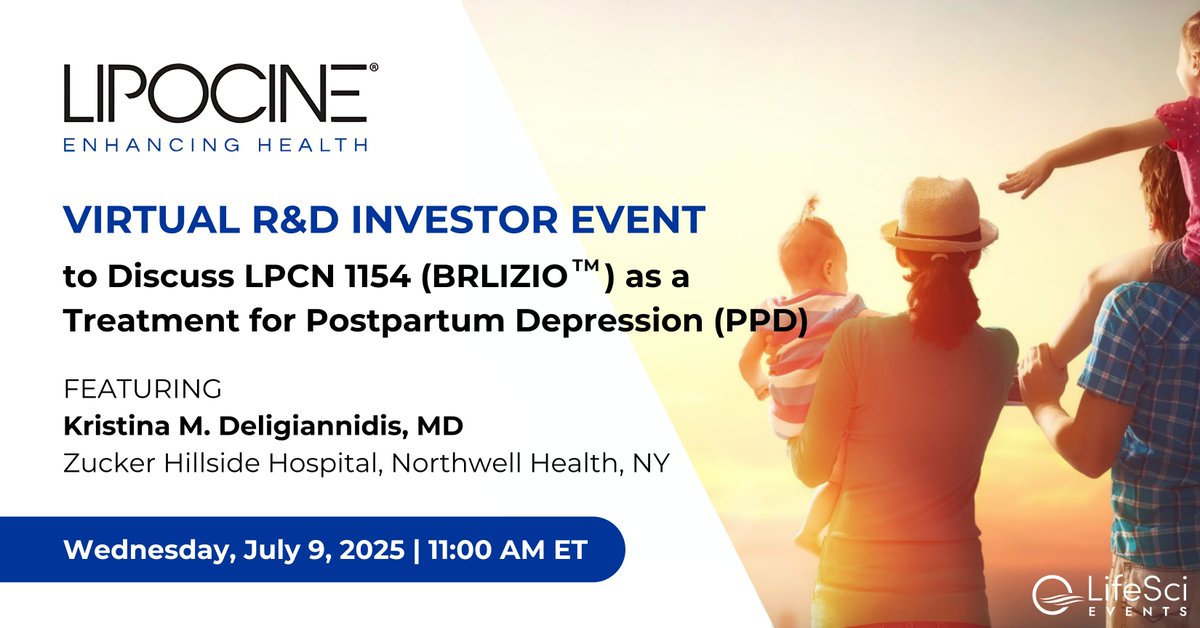 Join <a href="/LipocineInc/">Lipocine</a> $LPCN for a virtual R&amp;D investor event featuring Dr. Kristina M. Deligiannidis, who will join company management to discuss the current treatment landscape and unmet need in postpartum depression (PPD).

Register:  bit.ly/448JJit