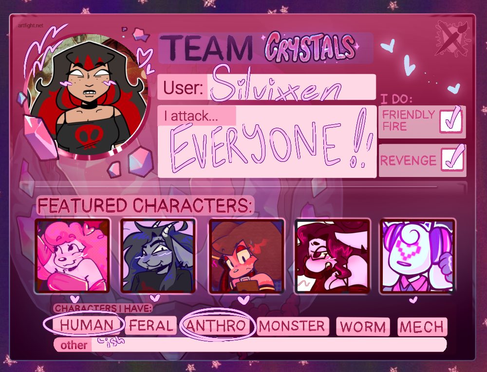 VixenTime's tweet image. First time doing ArtFight … kinda nervous … might draw some people .. or smthng i dunno …
!!!!
FOLLOW ME FRIENDS !
