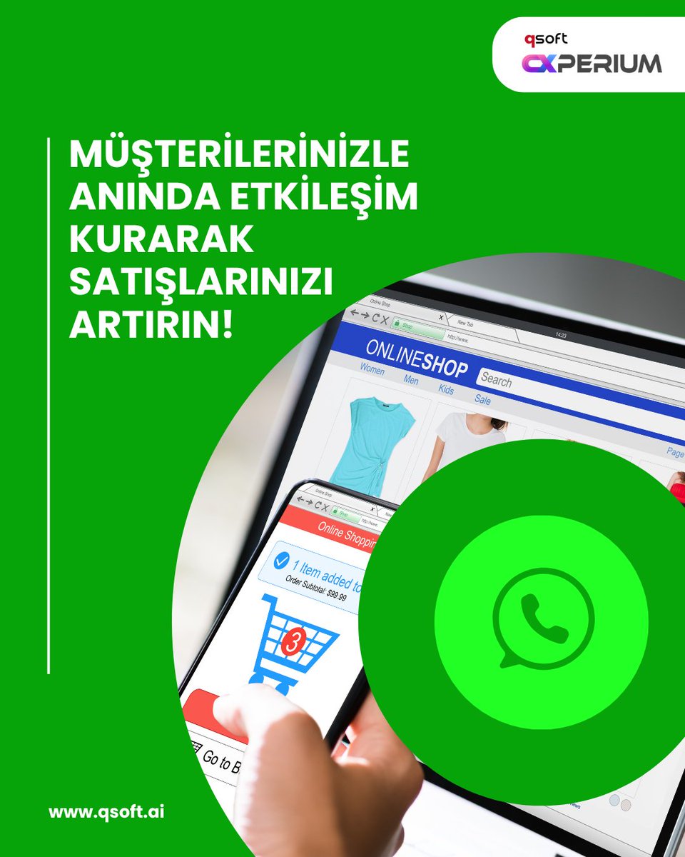 qsoftbilisim's tweet image. Müşterilerinizle anında etkileşim kurarak satışlarınızı artırın!
QSoft Cxperium WhatsApp Dijital Asistanları, potansiyel müşterileri anında yakalar ve kişiselleştirilmiş teklifler sunar.
#QSoftCxperium #WhatsAppChatBot #WhatsAppBusinessAPI #WhatsAppAI