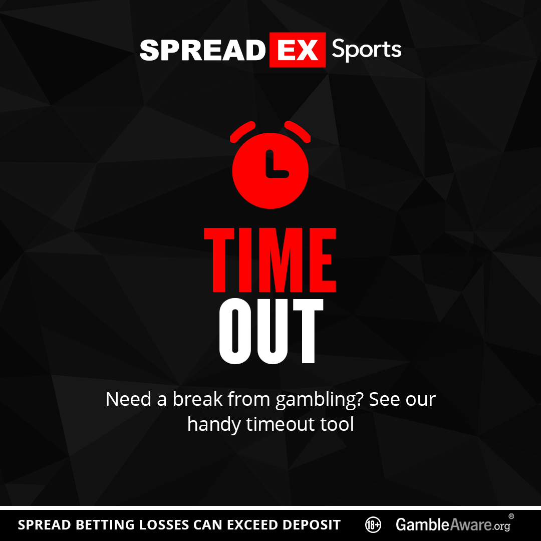 Need a break from gambling? See our handy timeout tool.          

Find out more here: spreadex.com/sports/terms-a………………         

Or for further help, visit: gamcare.org.uk