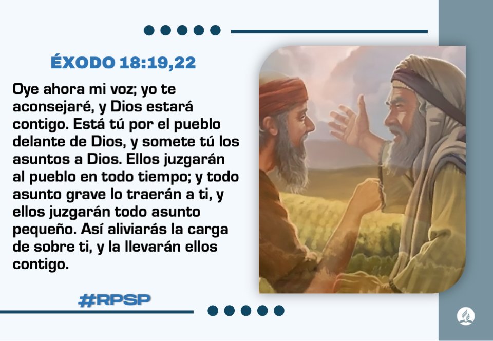#RPSP Éxodo 18
Jetro desaprobó el modelo de gobierno de Moisés y le propuso uno más eficaz; que los asuntos difíciles se resolverían por decisión divina y las causas comunes por los jueces. Gobernar exige repartir deberes. Quien aconseja con sabiduría deja espacio para decidir.