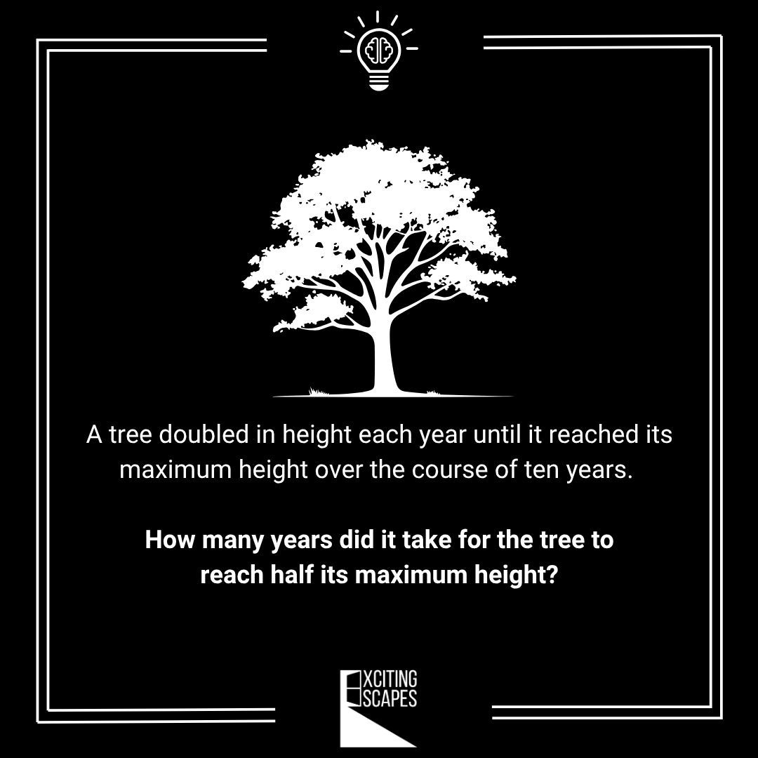 Ready for a challenge? 🤔🕵️
How many years did it take for the tree to reach half its maximum height?

Comment your answer! 💬⬇️
#brainteaser #escaperooms