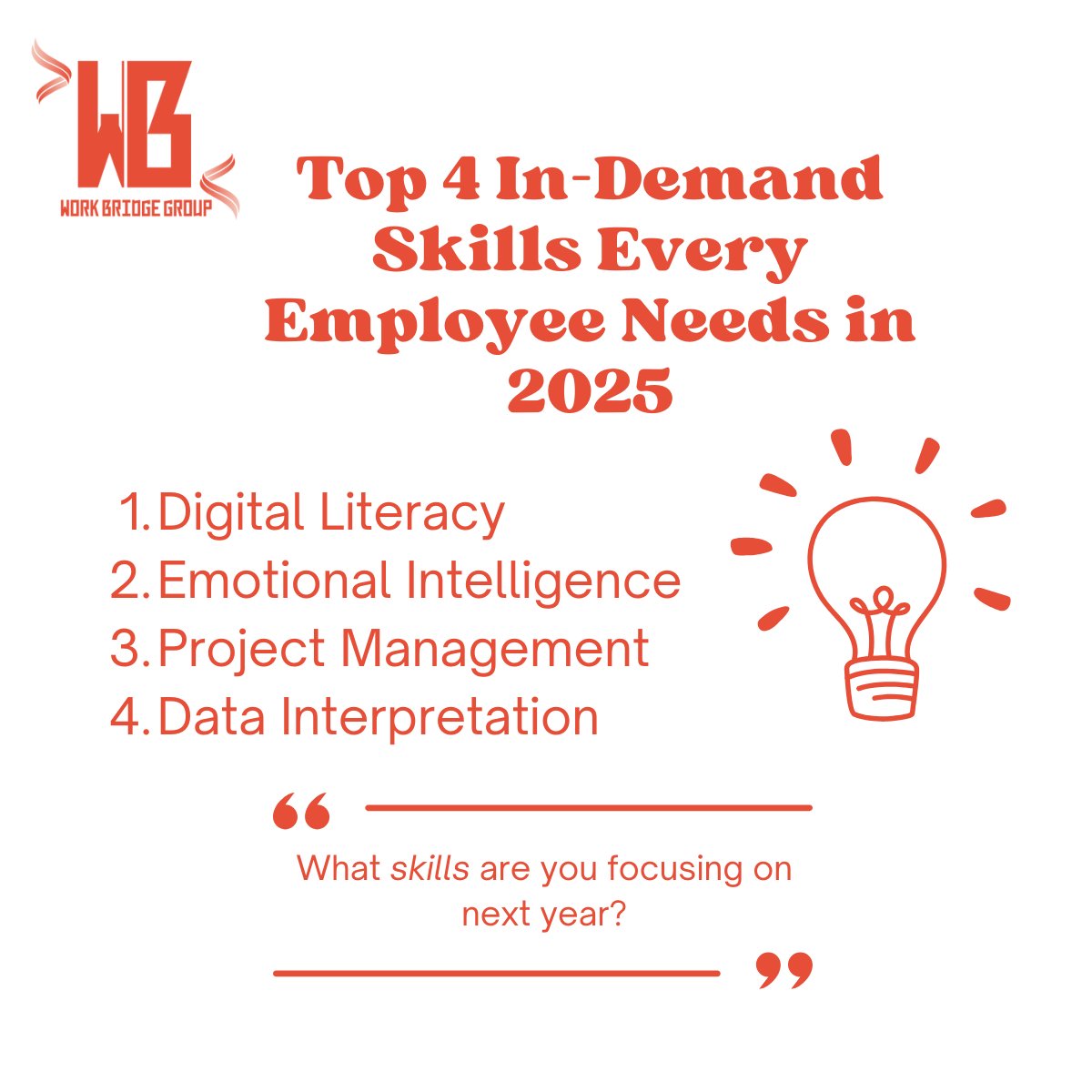 Workbridgehr's tweet image. 🚀 Top 4 In-Demand Skills for 2025:
1️⃣ Digital Literacy
2️⃣ Emotional Intelligence
3️⃣ Project Management
4️⃣ Data Interpretation

Stay relevant. Stay ready. 💼

📍 Work Bridge Ltd – Wuse 2, Abuja
📞 09037043583
🌐 workbridgeltd.com

 #Upskill2025 #WorkBridge #CareerGrowth