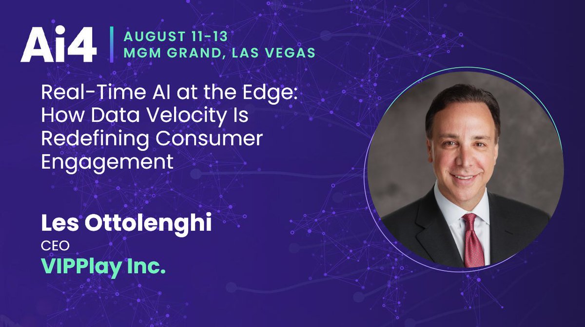 Les Ottolenghi Speaking at <a href="/Ai4Conferences/">Ai4 - Artificial Intelligence Conferences</a>    “Real-Time AI at the Edge: How Data Velocity Is Redefining Consumer Engagement.” #VIPPlay <a href="/VIPPlayTN/">VIP Play</a> 

linkedin.com/posts/lesottol…