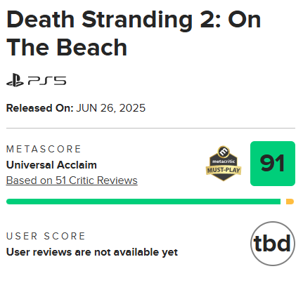 ChiclanaFriends's tweet photo. Ya llegan las primeras reviews de Death Stranding 2: On the Beach, que supera el 90 tanto en Metacritic como en Opencritic. https://t.co/VCzK03Bha3