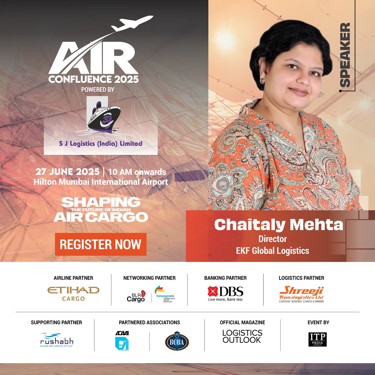 We are delighted to welcome Chaitaly Mehta, Director at EKF Global Logistics, as a speaker for Air Confluence 2025. 

 27th June 2025 | 9 AM onwards | Hilton Mumbai International Airport 

Register Now: shorturl.at/sKpOe