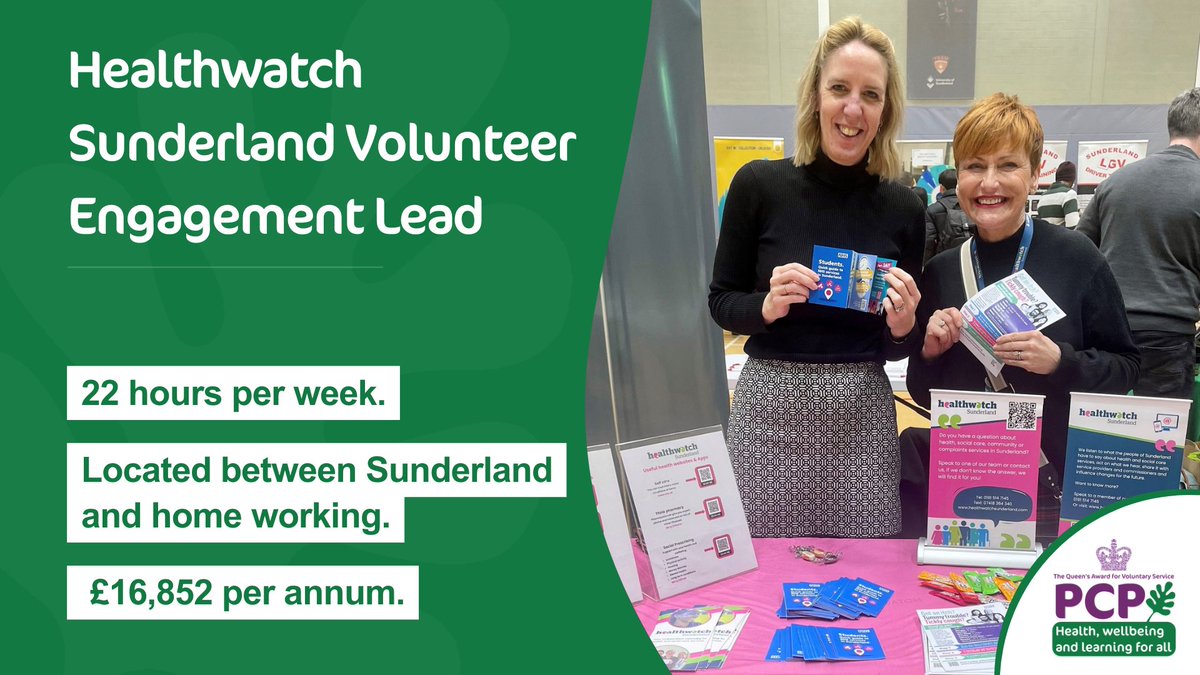 We are looking for a compassionate individual, who wants to help capture the voice of local people in Sunderland. 💜

Our Healthwatch Sunderland service are looking for a Volunteer Engagement Lead to join the team. 

Find out more about how to apply here: pcp.uk.net/healthwatch-su…