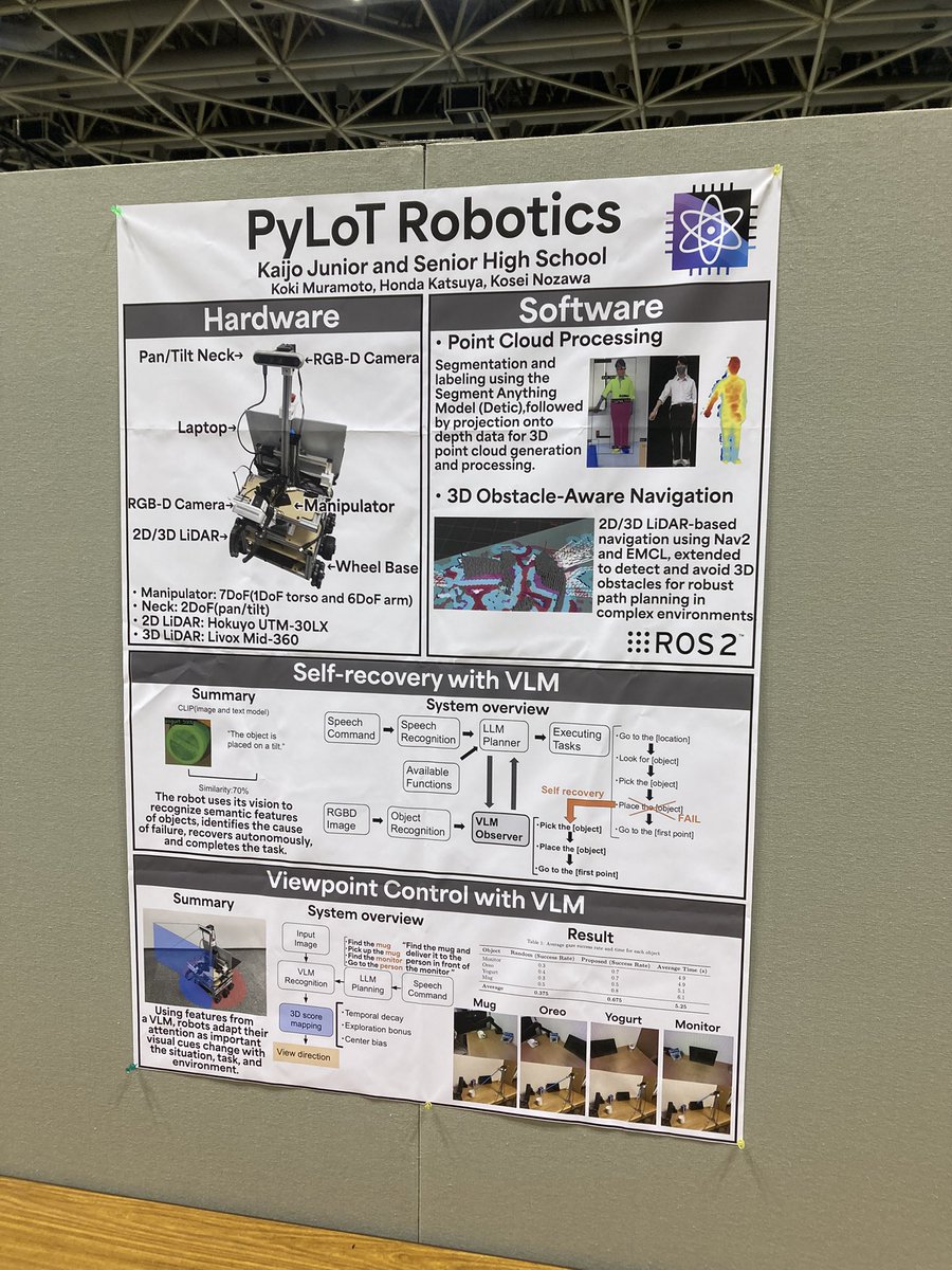 basalte1199's tweet photo. Robomech 2025 高校生特別セッションにおいて、ロボット技術賞を受賞しました!
#robomech
@PyLoTRobotics https://t.co/0LeBAtxnFF