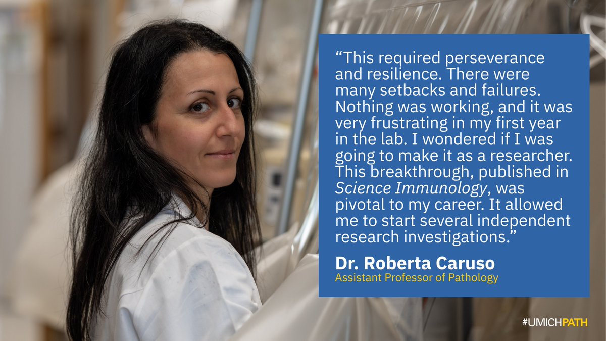 UMichPath's tweet image. Dr. Roberta Caruso, Assistant Professor of Pathology, has developed innovative preclinical models of Crohn’s disease, advancing our understanding of IBD. Her journey from the Mediterranean coast to leading-edge research is a testament to scientific dedication.…
