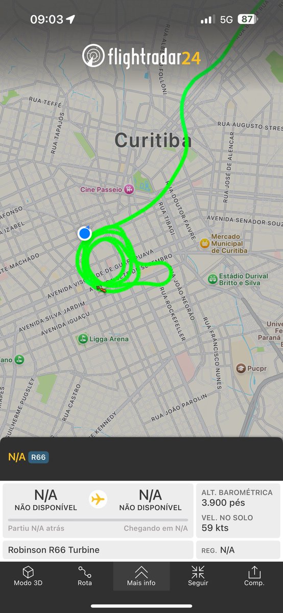 O cara fez de novo cinco estrelas no GTA… Helicóptero da PMPR sobrevoando incansavelmente o Centro de Curitiba….