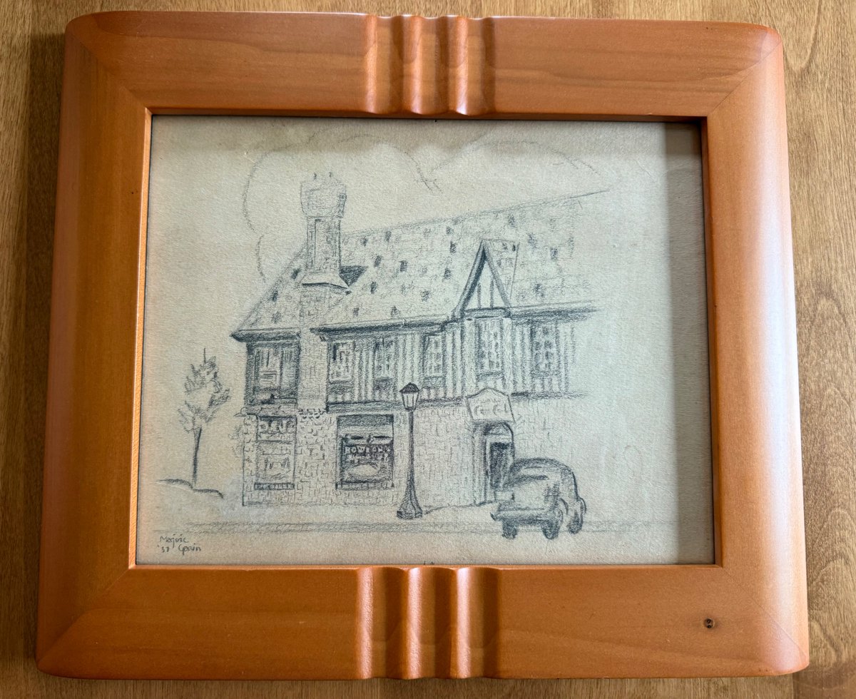 Can you recognize this building? This 1935 drawing by Marjorie Garvin Sayers was donated to our collection, sparking a quick research project to I.D. the shop pictured. See tinyurl.com/cml-1935-direc… for one of our best finds and the address (upper left of the right-side page).