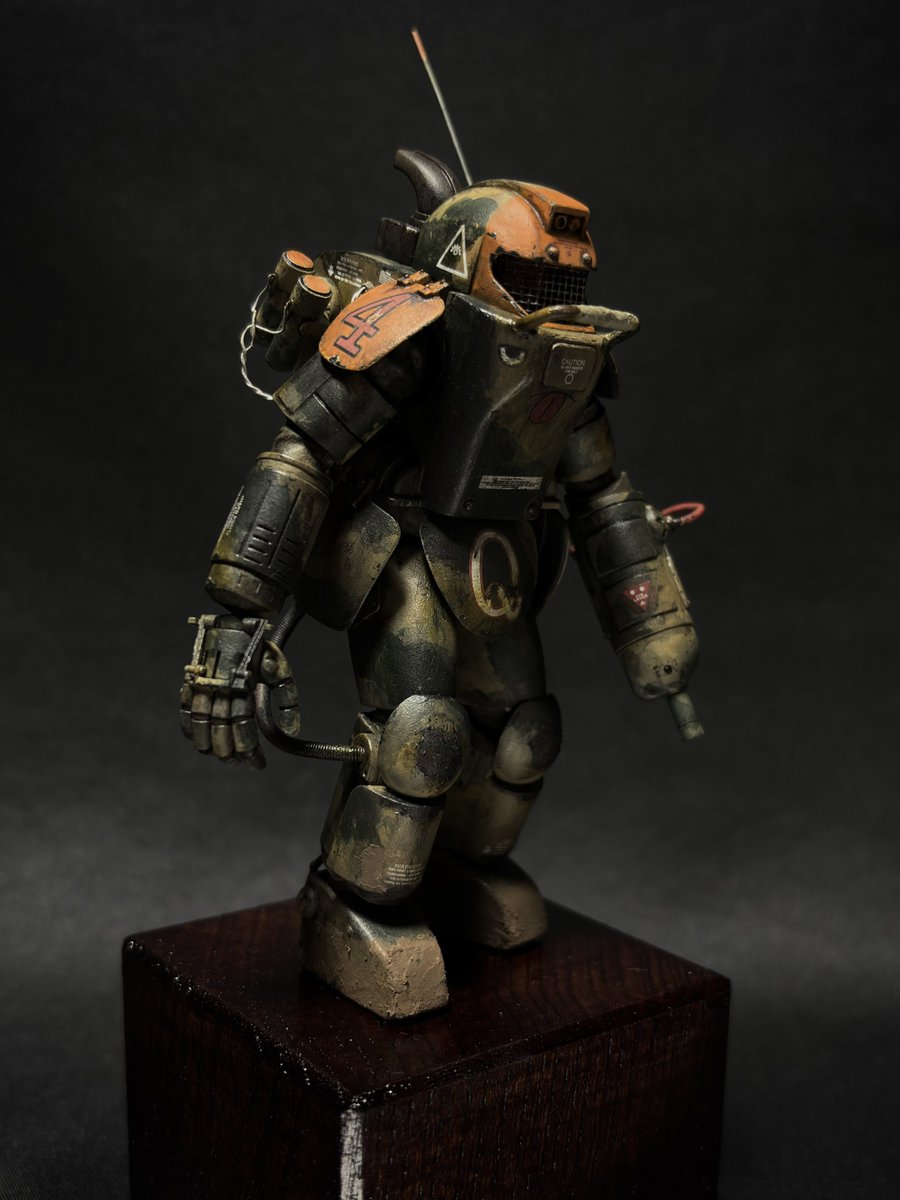 Daikoku147's tweet image. ウェーブの1/20『AFS Mk-Ⅰ』完成しました！
個人的お気に入り部分は何の気なしに付けたスモークディスチャージャーの動力ケーブルです
 #マシーネンクリーガー
 #AFS
 #WAVE