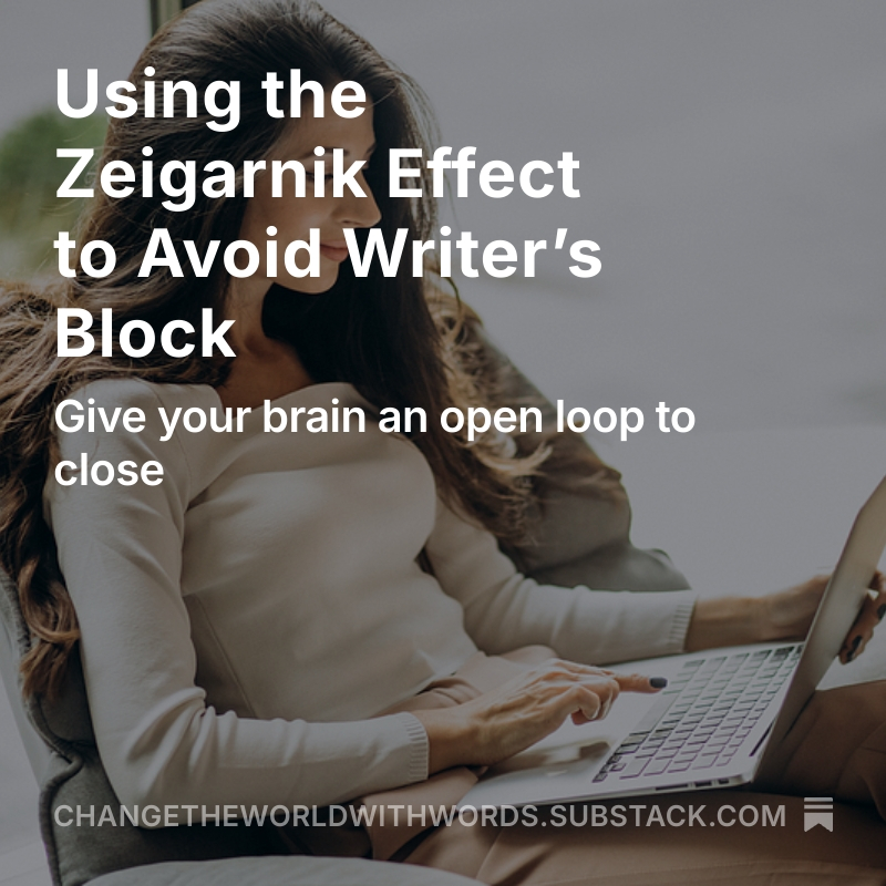 Using the Zeigarnik Effect to Avoid Writer’s Block
#Writing #Writers #Creativity #MondayBlogs
changetheworldwithwords.substack.com/p/using-the-ze…