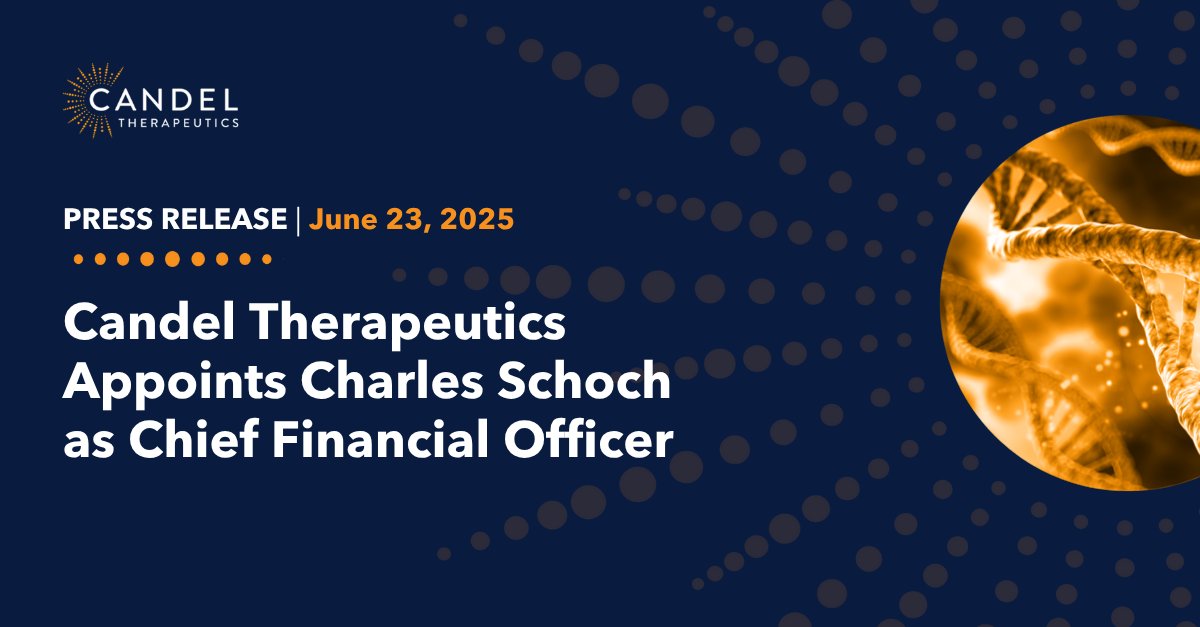 CandelTx's tweet image. We're pleased to announce Charles Schoch as our new CFO!
His understanding of our business will be instrumental as we advance our clinical pipeline, prepare for BLA submission for CAN-2409 in localized prostate cancer, and execute on corporate goals.
ir.candeltx.com/news-releases/…