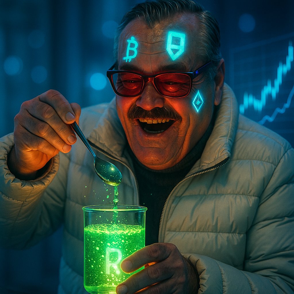 A spoonful of $KEK, a beaker of green alpha, and the Ronin glow all over his face.

When crypto charts go high, mad scientists go higher.