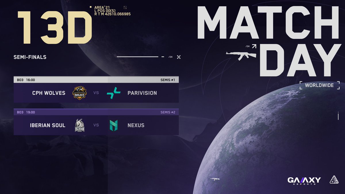 GALAXY (@galaxybattlecs) on Twitter photo Day 13 of #GalaxyBattle Phase 3 ๐ช is here! Itโs semifinal day and hereโs the schedule:
๐ 16:00 CEST | BO3
<a href="/CPHWolves/">Copenhagen Wolves</a> vs <a href="/parivisiongg/">PARIVISION</a>
๐ 19:00 CEST | BO3
<a href="/NexusGamingRo/">Nexus Gaming</a> vs <a href="/IberianSoul/">Iberian Soul</a>
๐๏ธ: kick.com/galaxy_esports Day 13 of #GalaxyBattle Phase 3 ๐ช is here! Itโs semifinal day and hereโs the schedule:
๐ 16:00 CEST | BO3
<a href="/CPHWolves/">Copenhagen Wolves</a> vs <a href="/parivisiongg/">PARIVISION</a>
๐ 19:00 CEST | BO3
<a href="/NexusGamingRo/">Nexus Gaming</a> vs <a href="/IberianSoul/">Iberian Soul</a>
๐๏ธ: kick.com/galaxy_esports