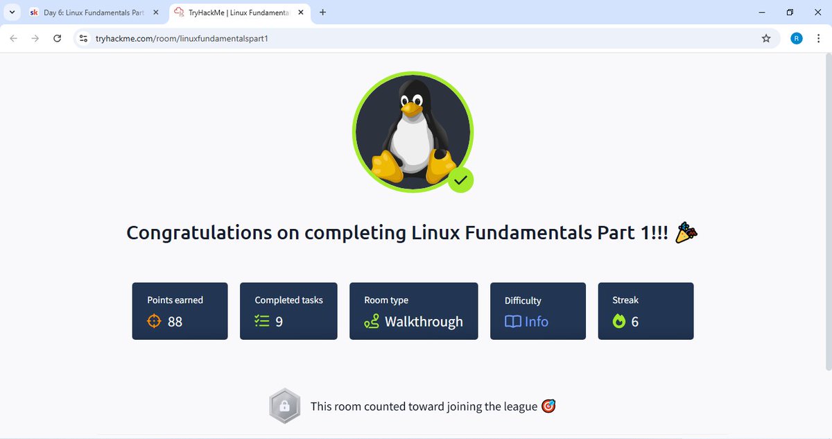 RitaH83690's tweet image. 🔹 > (redirect output to a file)
🔹 >> (append output to a file)
Ready to take on Linux challenges! 💪 #TryHackMe #LinuxFundamentals #CyberSecurity
Join the community for your challenge 👉skool.com/cyber-careers-…