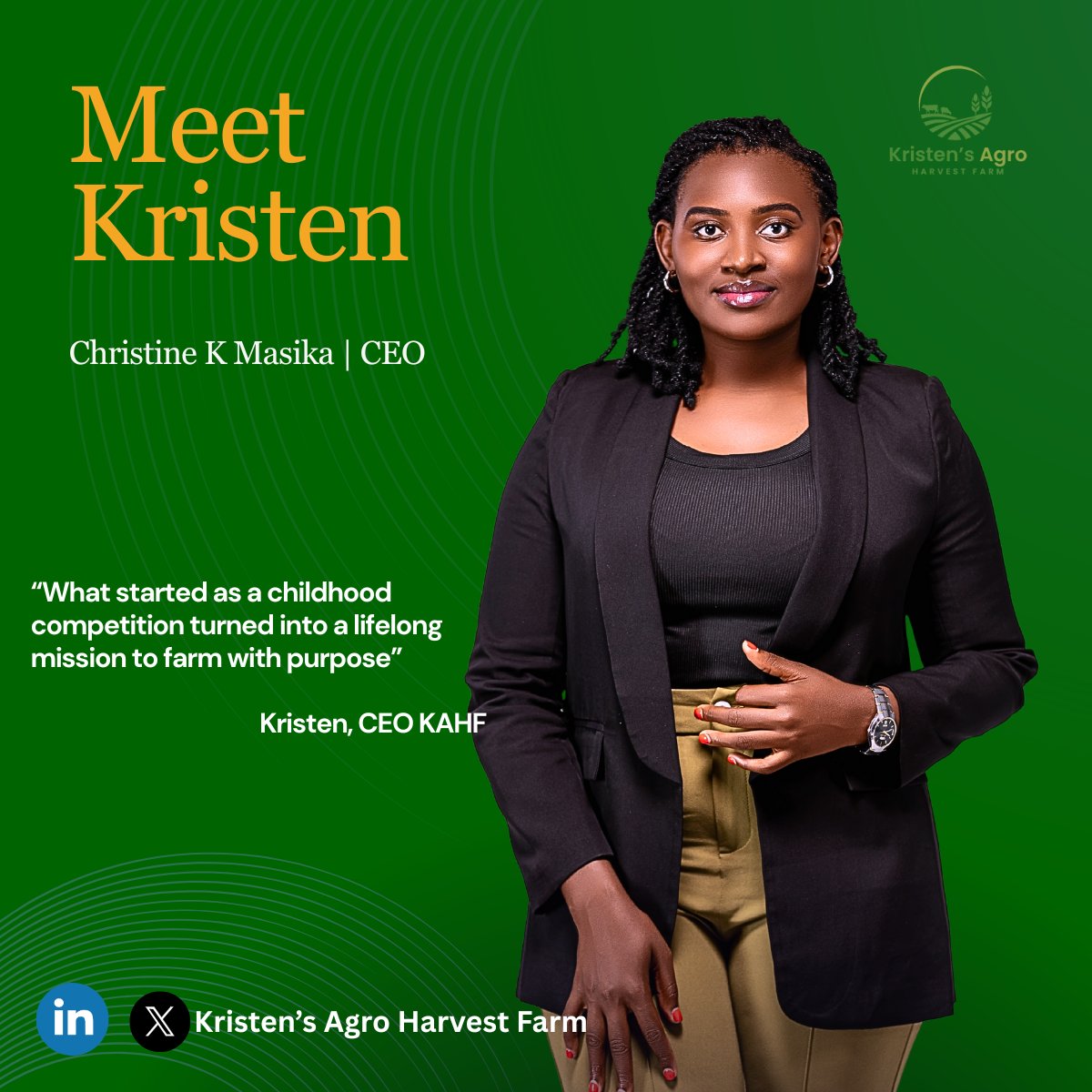 KristensFarm's tweet photo. “She turned a childhood rivalry into a green movement. Meet Christine, founder of KAHF.” 🌿🔥 #ZeroWaste #WomenLed  Meet our CEO, the woman behind the vision @KikomaKris66200 #Nuclear #Agriculture #Ugandan #kasese https://t.co/2vfy1QL8oh