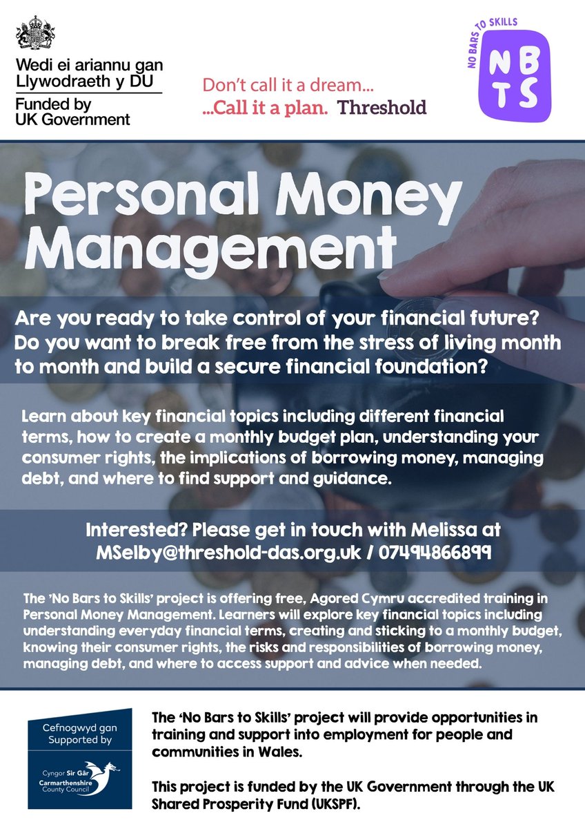 Threshold DAS (@thresholddas) on Twitter photo Take control of your money, donโt let it control you. ๐ฐ
Join our free, Personal Money Management training and start building a more secure financial future.
See below for more information ๐๐ผ
<a href="/mhclg/">Ministry of Housing, Communities & Local Gov</a> <a href="/CarmsCouncil/">Cyngor Sir Gรขr</a> #UKSPF #CyngorSirGar #CarmsCouncil #Carmarthenshire Take control of your money, donโt let it control you. ๐ฐ
Join our free, Personal Money Management training and start building a more secure financial future.
See below for more information ๐๐ผ
<a href="/mhclg/">Ministry of Housing, Communities & Local Gov</a> <a href="/CarmsCouncil/">Cyngor Sir Gรขr</a> #UKSPF #CyngorSirGar #CarmsCouncil #Carmarthenshire