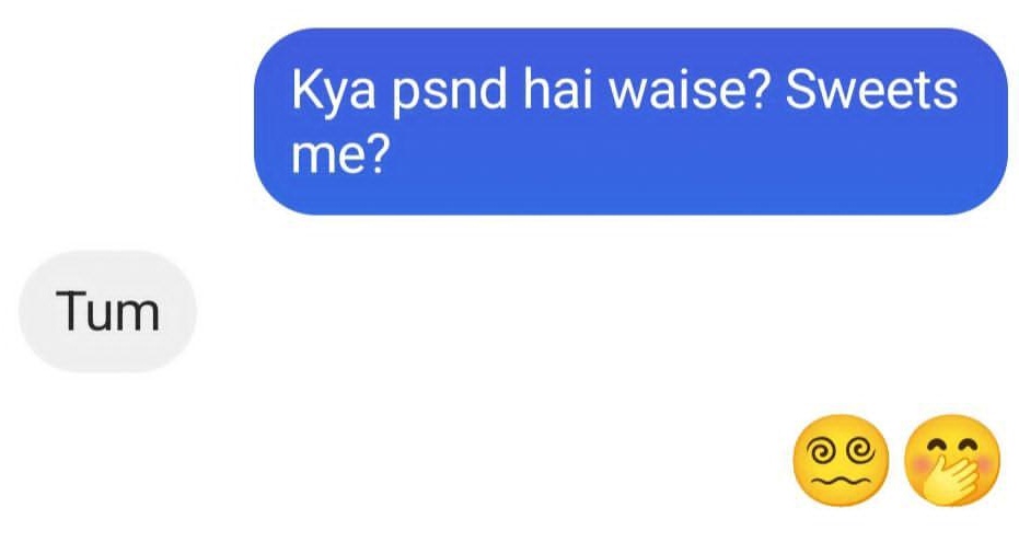 aaryansaysss's tweet photo. Bhai main rasgulla puchh raha tha proposal nahi😭😭
#india #chatfails #DesiCrushVibes #Bi #TextKarma #ClosetChaos https://t.co/lS3RaVDFY2
