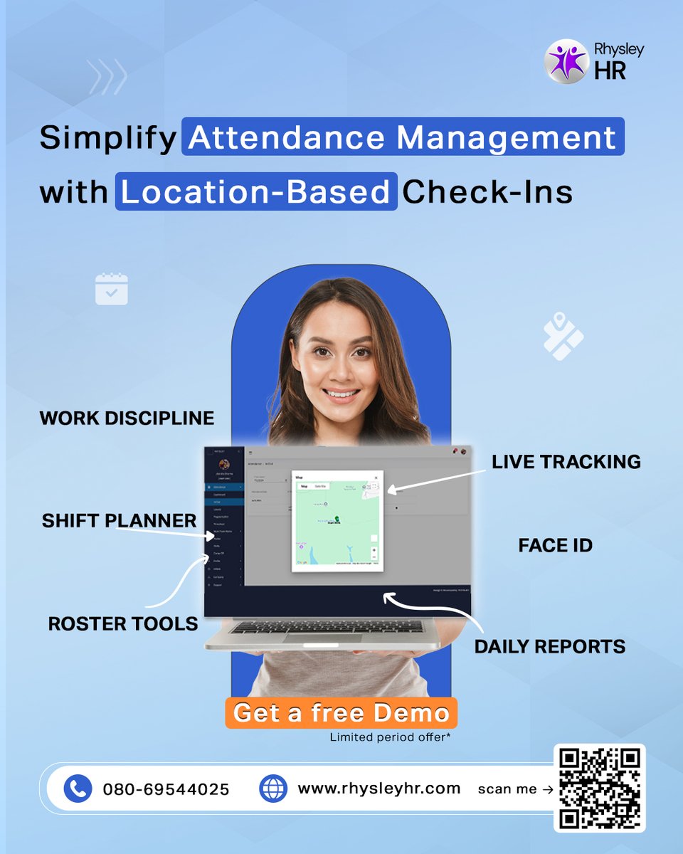 RhysleyHr's tweet photo. Simplify HR with geo-fencing, smart rostering &amp; real-time tracking.
✔️ Face ID check-ins
✔️ Location tagging
✔️ Stress-free shift planning

Try Rhysley HR now https://t.co/xaNgUDJOGH or call 080-69544025

#HRTech #RealTimeTracking #Geofencing #FaceIDCheckIn #RhysleyHR #HRMS https://t.co/IZffLx54bn