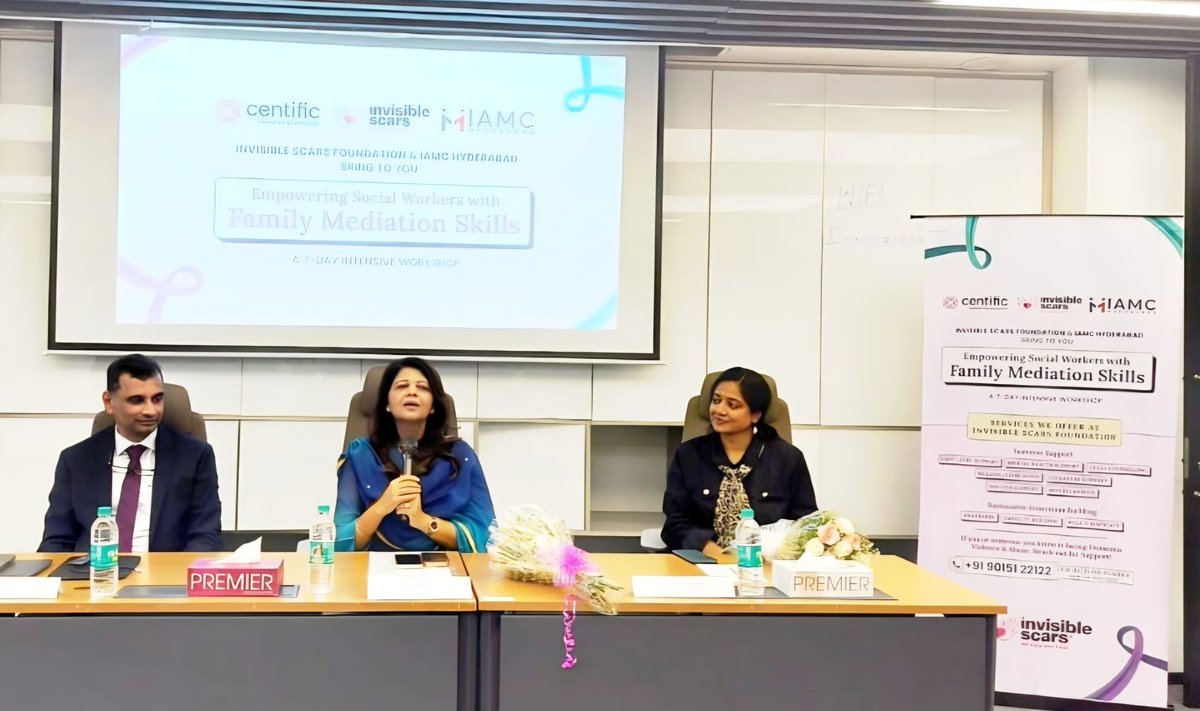 🌿 Honored to deliver the keynote at the Family Mediation Certification Training for social workers and counselors from across the country at IAMC Hyderabad, organized in collaboration with the Invisible Scars Foundation.

Stressed the importance of using mediation techniques to