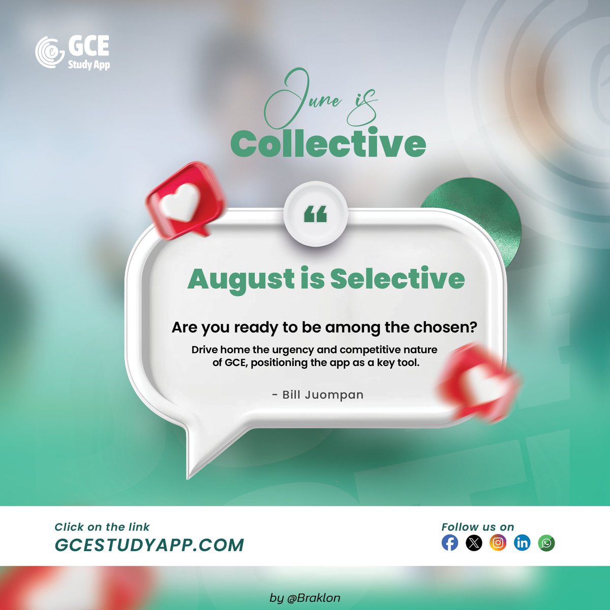 CGCEGuideApp's tweet image. June is Collective, August is Selective, Are you ready to be among the chosen?
June is the month of gathering where every student is in the race, every book is open, and every effort is welcome. 

Use our app to start preparing: gcestudyapp.com

#GCE2025 #GCEStudyApp