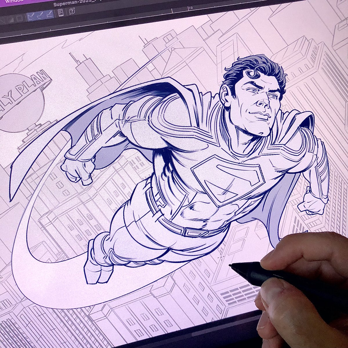 The new Superman is releasing in less than three weeks, so I felt like drawing up a new fan piece, this time with a really big Metropolis city background. Stay tuned for more on this one soon! Thanks so much for the support! #superman #clarkkent #dc  #clipstudiopaint #drawing