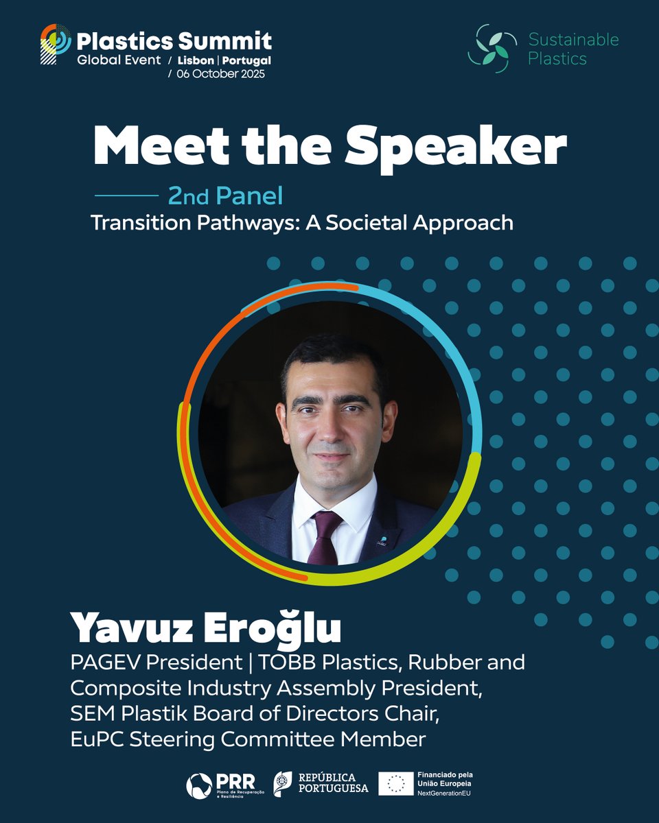 PAGEV Başkanımız Yavuz Eroğlu, 6 Ekim’de Lizbon’da düzenlenecek olan Plastik Zirvesi 2025’te Zirve Elçisi olarak yer alacak ve "Transition Pathways: A Societal Approach" başlıklı panelde, plastik sektörünün toplumsal dönüşümdeki rolüne ve sürdürülebilir geleceğe katkı