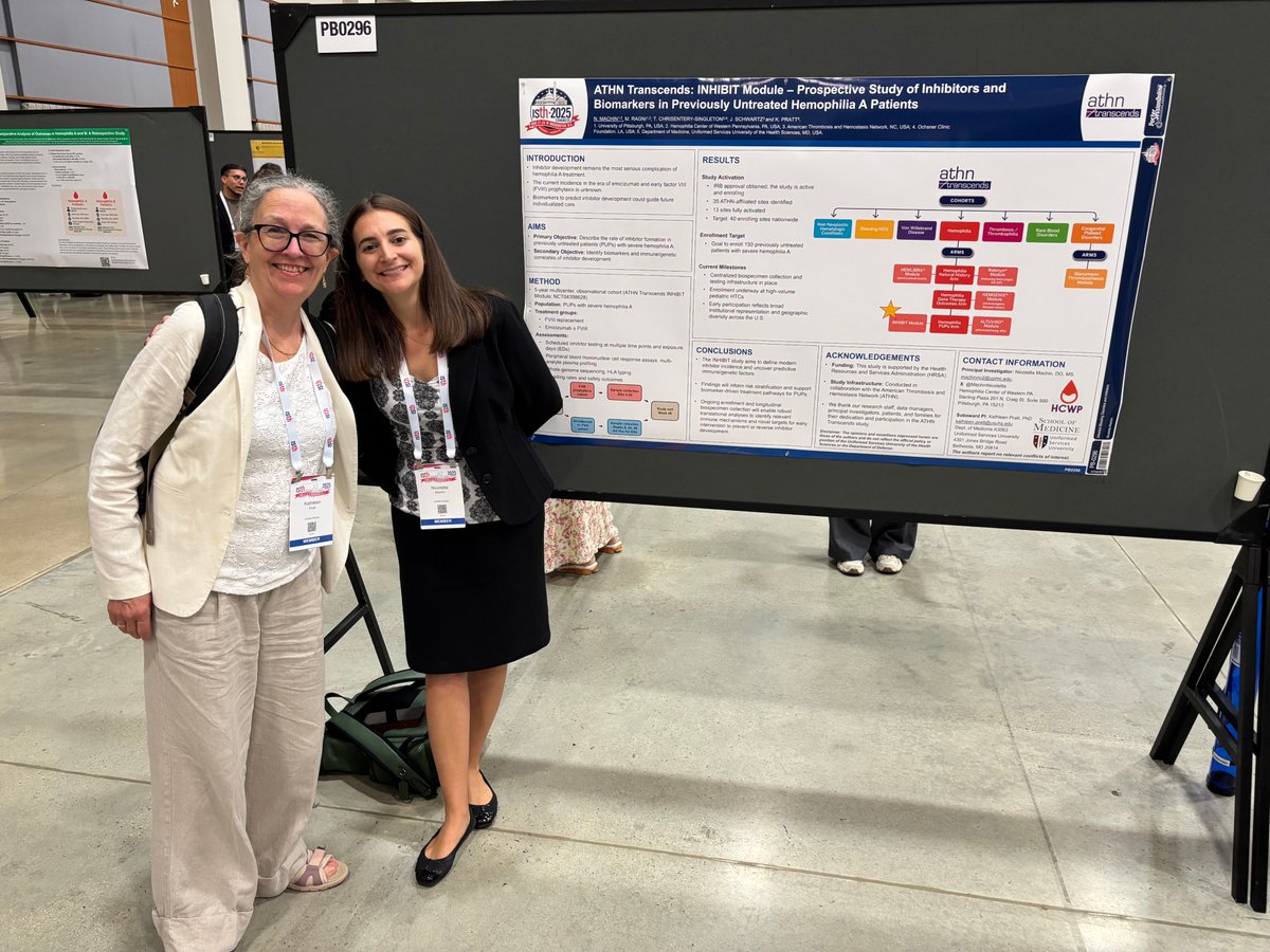 Our superstars Dr. Kate Pratt and Dr. Niki Machin rockin #ISTH2025 with their poster on the Transcends INHIBIT module. athn.org/what-we-do/nat… <a href="/TSingMD/">Tami Singleton</a>