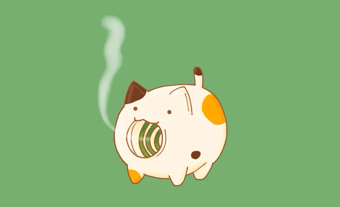 今年初の蚊に刺されました 滅!! 過去絵の かにゃり(蚊遣り)です #猫 #イラスト