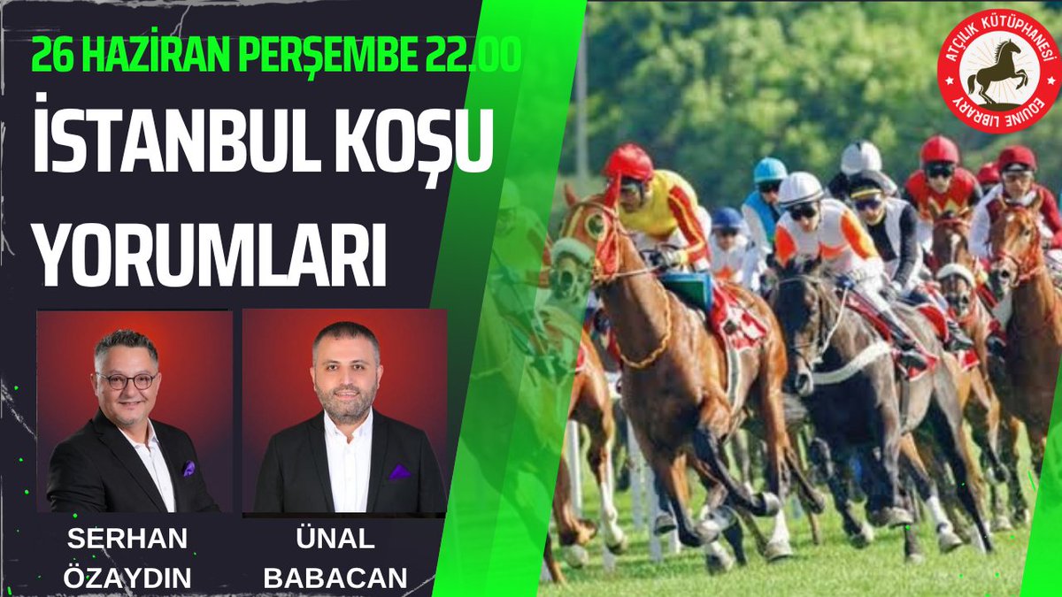 Atçılık Kütüphanesi’nde Bu Akşam 👇
 
 ⏰ 21.00
 🔍 ELAZIĞ
 🗣️ HASAN OĞUZALP (<a href="/HasanOguzalp/">Hasan Oğuzalp</a>) 
 📺youtube.com/watch?v=FN1oVg…

 ⏰ 22.00
 🔍 İSTANBUL
 🗣️ SERHAN ÖZAYDIN (<a href="/serhande1/">Serhan Özaydın (SERHANDE)</a>) ÜNAL BABACAN (<a href="/unalbabacan35/">Ünal Babacan</a>)   
 📺youtube.com/watch?v=oHMu_W…

 🔗 Bildirimleri açmayı unutmayınız.