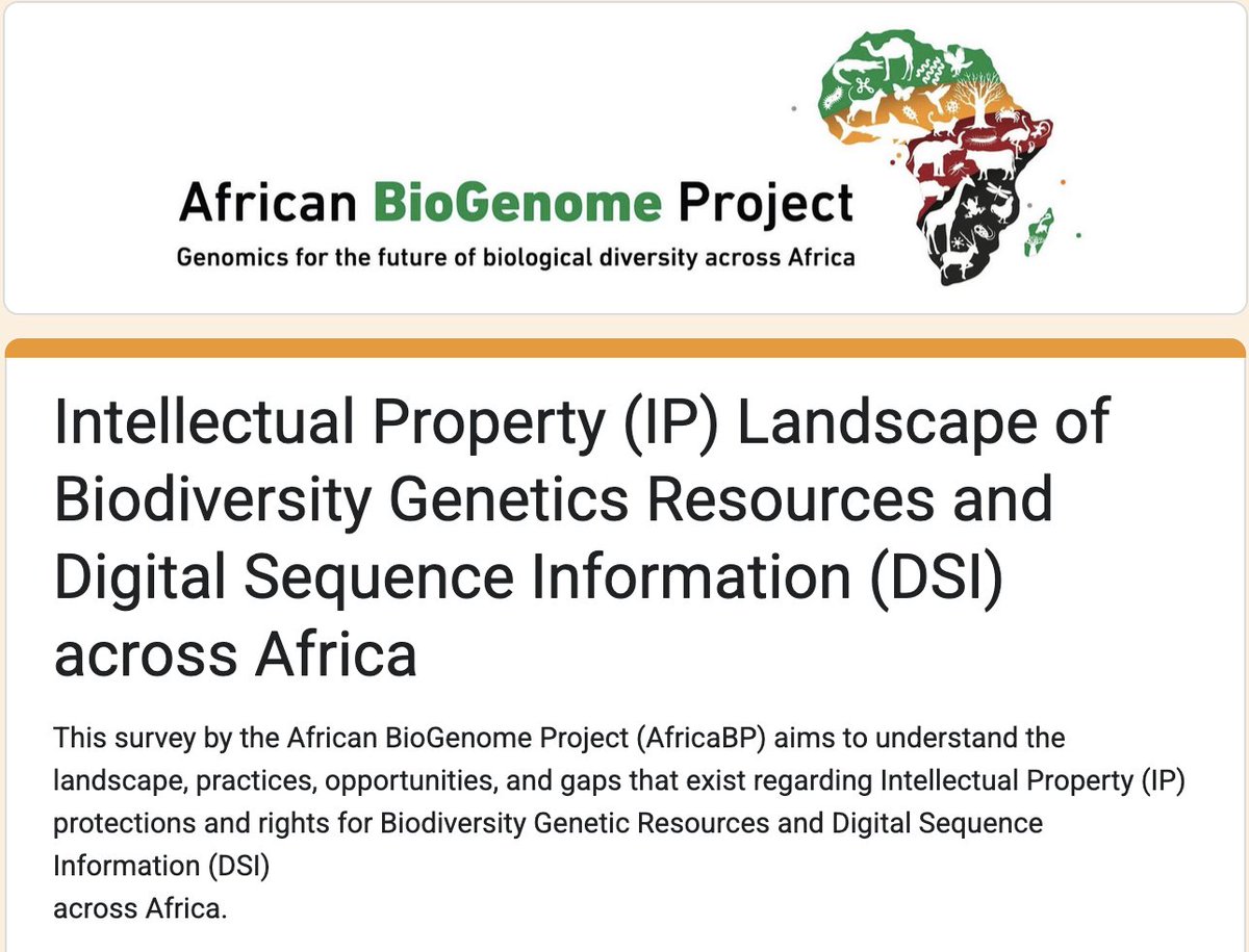 DAISEA_AfricaBP's tweet image. Please help complete survey on Intellectual Property, Genetics Resources, Digia Sequence Information (DSI), and Access and Benefit-Sharing: docs.google.com/forms/d/e/1FAI…